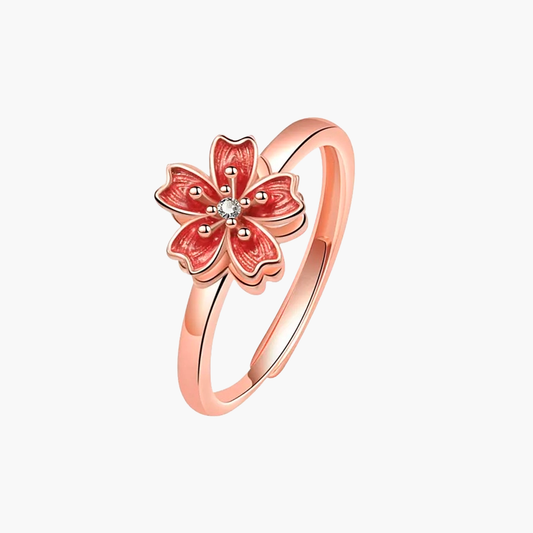 pink flower adjustable sunflower anxiety ring