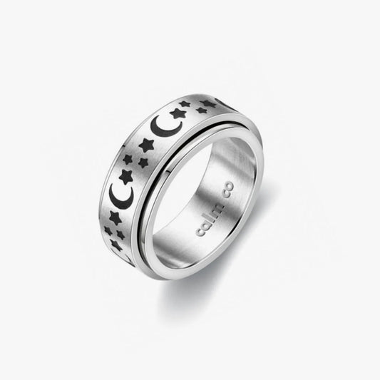 spinning moon and stars anxiety ring