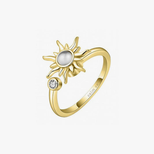 gold adjustable rotating sun anxiety ring