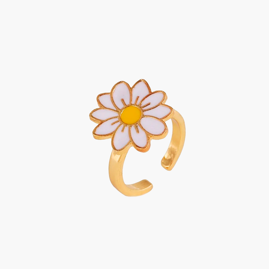 gold flower adjustable anxiety ring