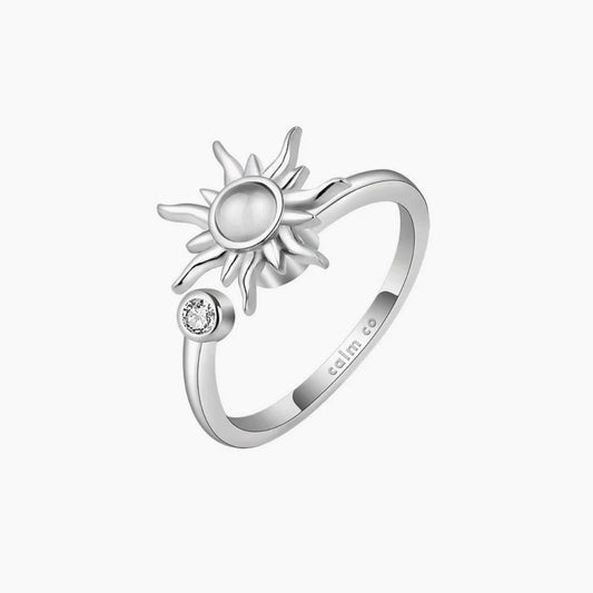 silver adjustable rotating sun anxiety ring
