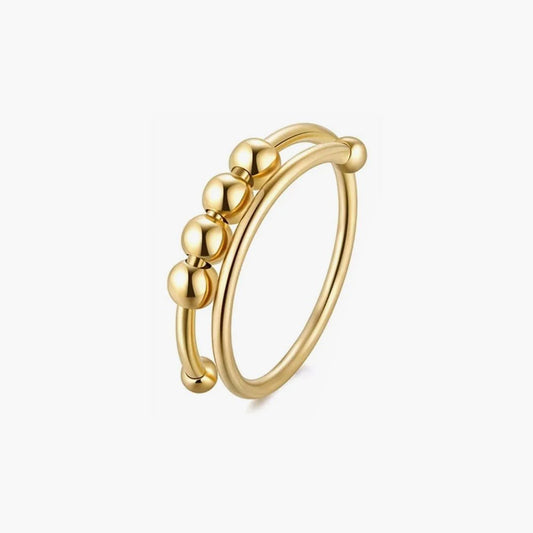 gold 4-bead adjustable anxiety ring (316L)
