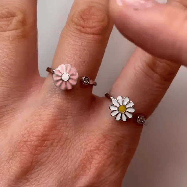 pink butterfly spinning anxiety ring