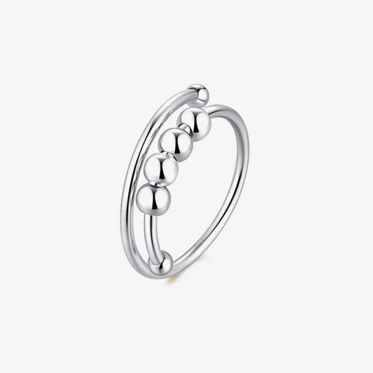 silver 4-bead adjustable anxiety ring (316L)
